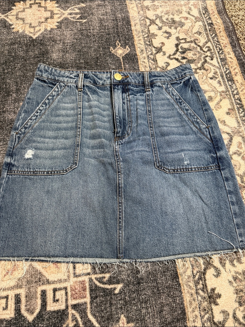 Kut from the Kloth Medium Blue Denim A-Line Mini Skirt